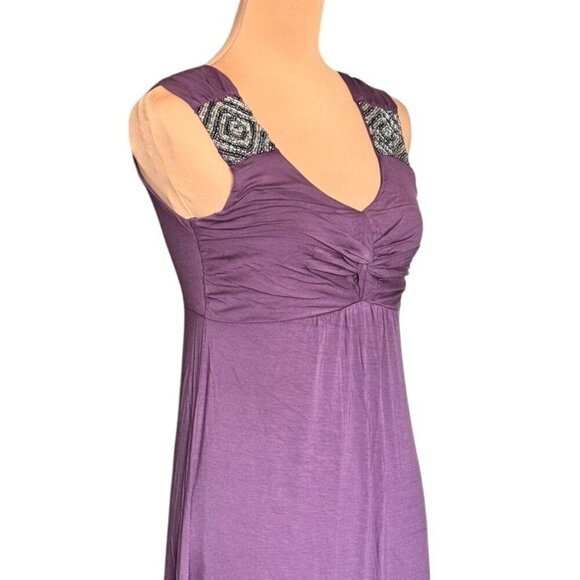 NWOT AVALEIGH Boho Beaded Maxi Dress Sz.M Purple Babydoll Y2K Coastal Feminine - Picture 5 of 15